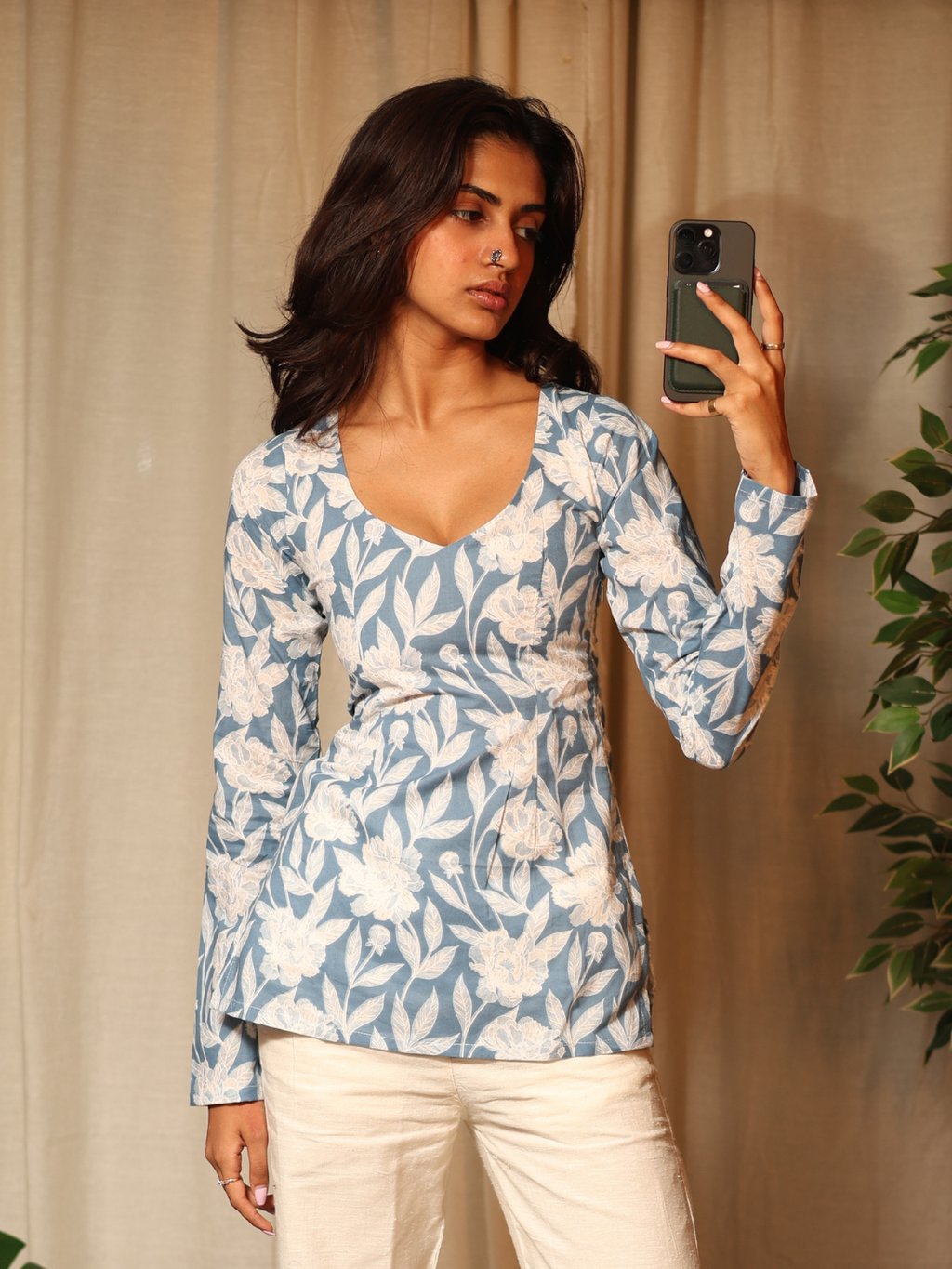 Nazma Sleeved Modest Structured Kurti Top
