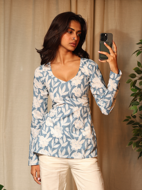 Nazma Sleeved Modest Structured Kurti Top