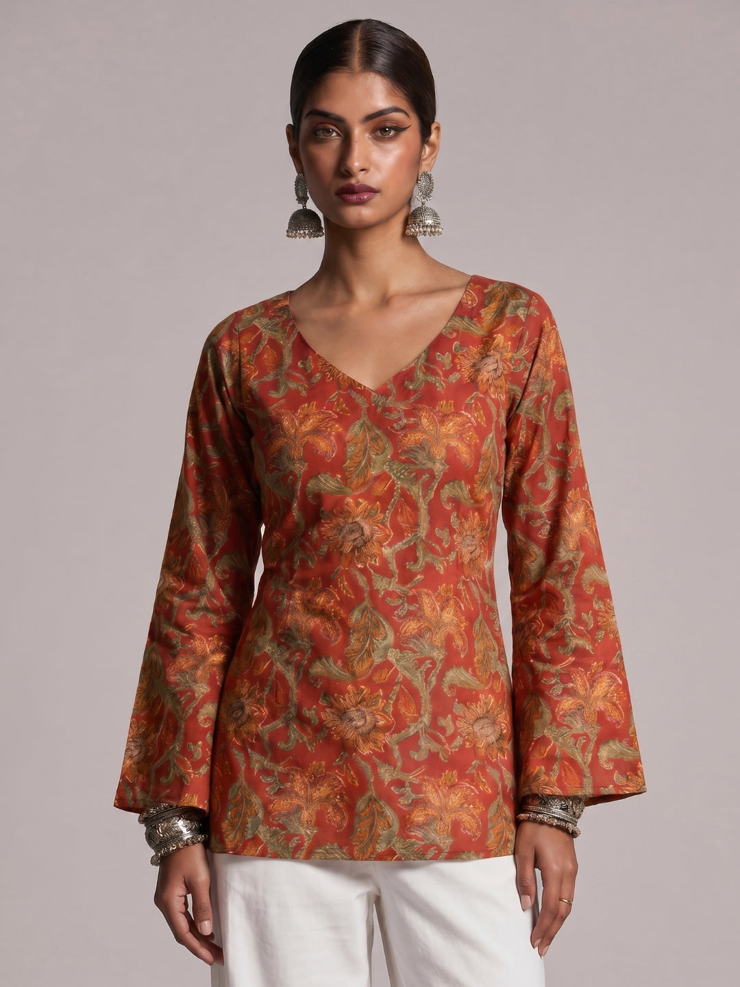 Kareen Backless Sleeved Corset Kurti Top