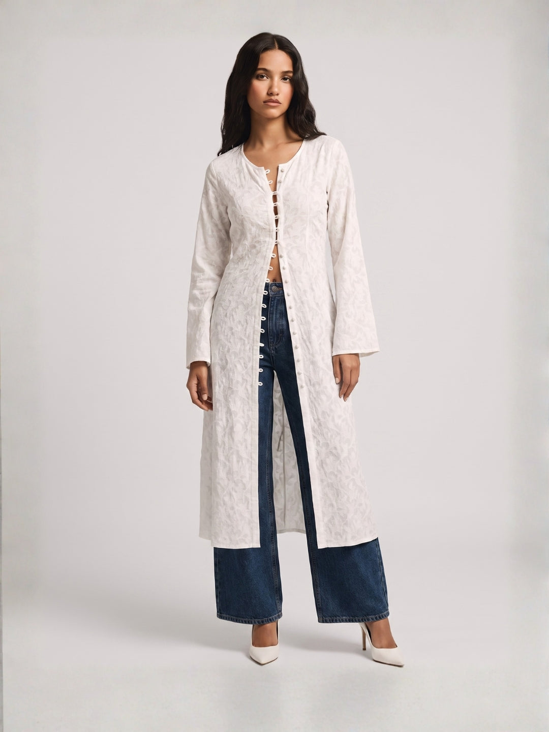 Rasha Jacquard Cape Structured Kurti Top