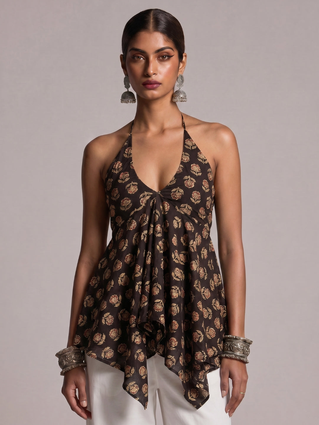 Saral Asymmetrical Tie -Up Top