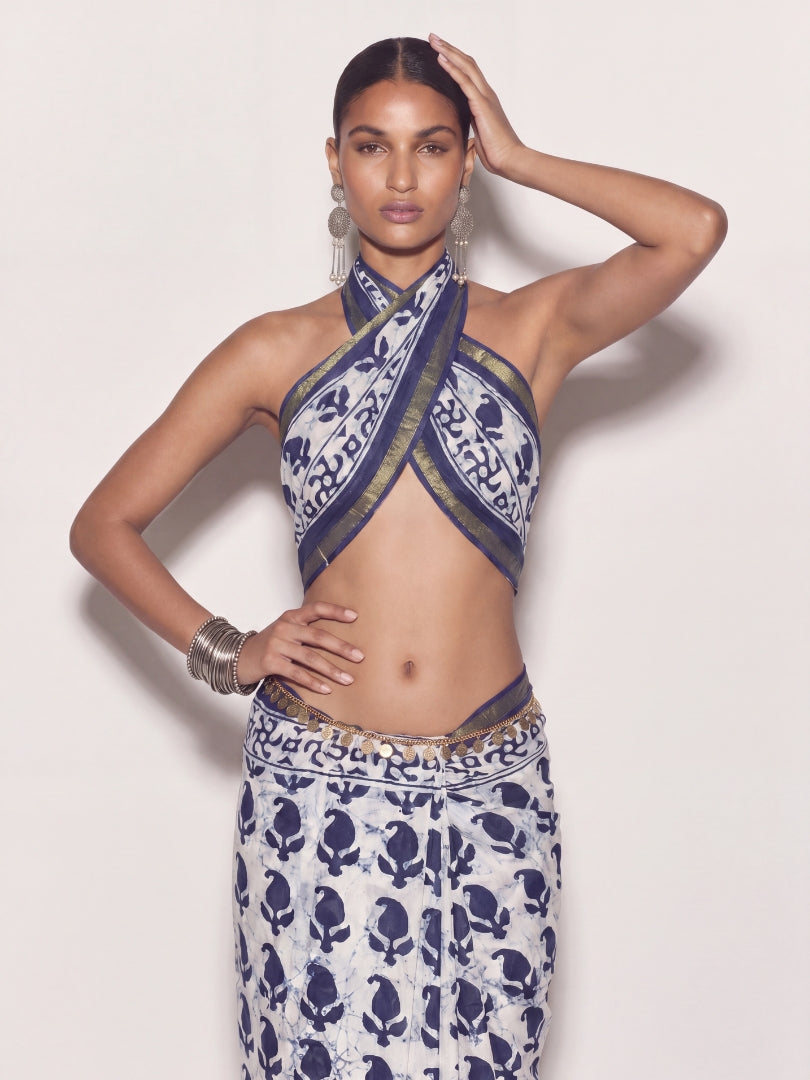 Indira Dabu Block Print Saree