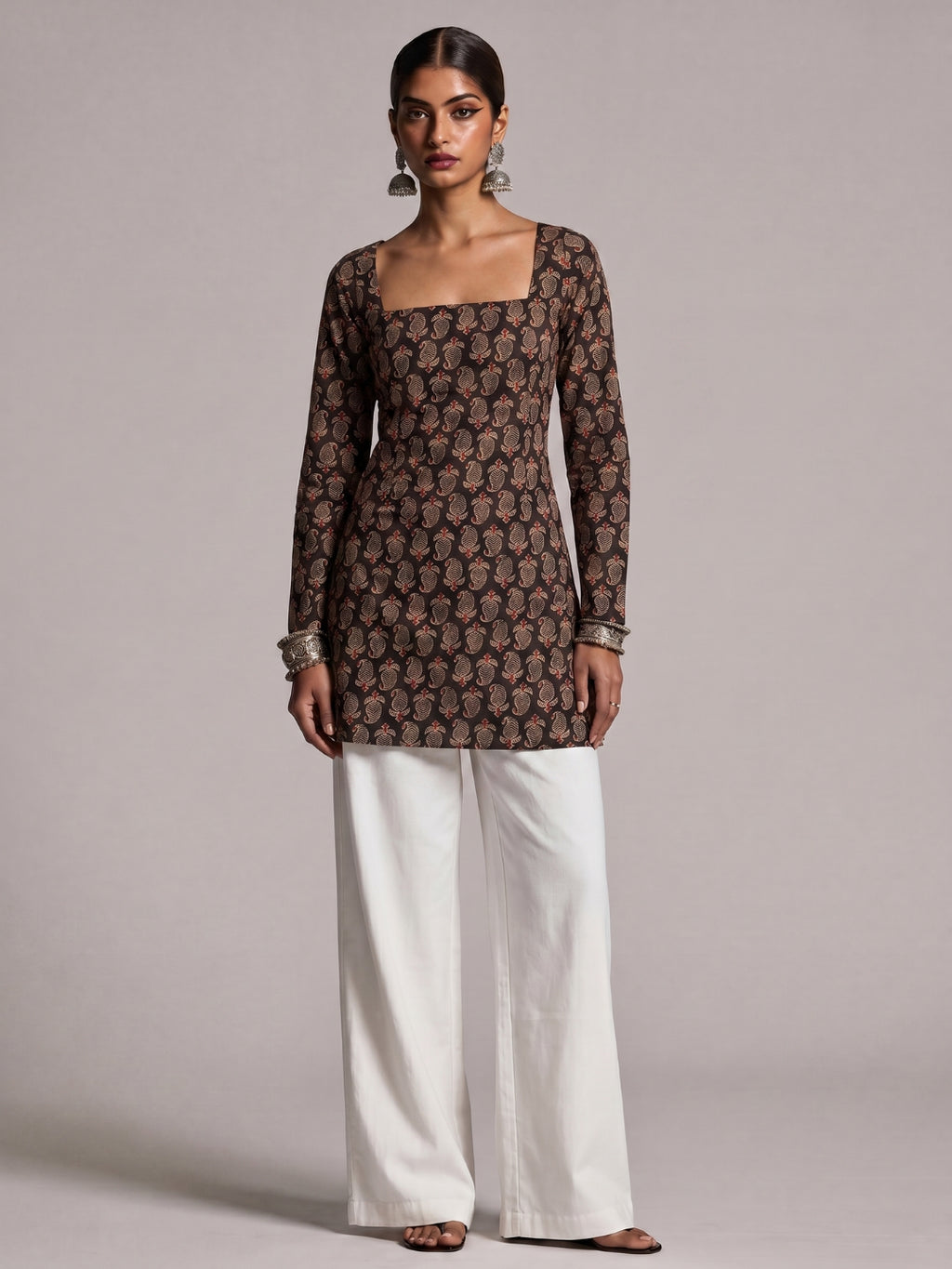 Juhi Black Full Sleeve Structured Kurti Top