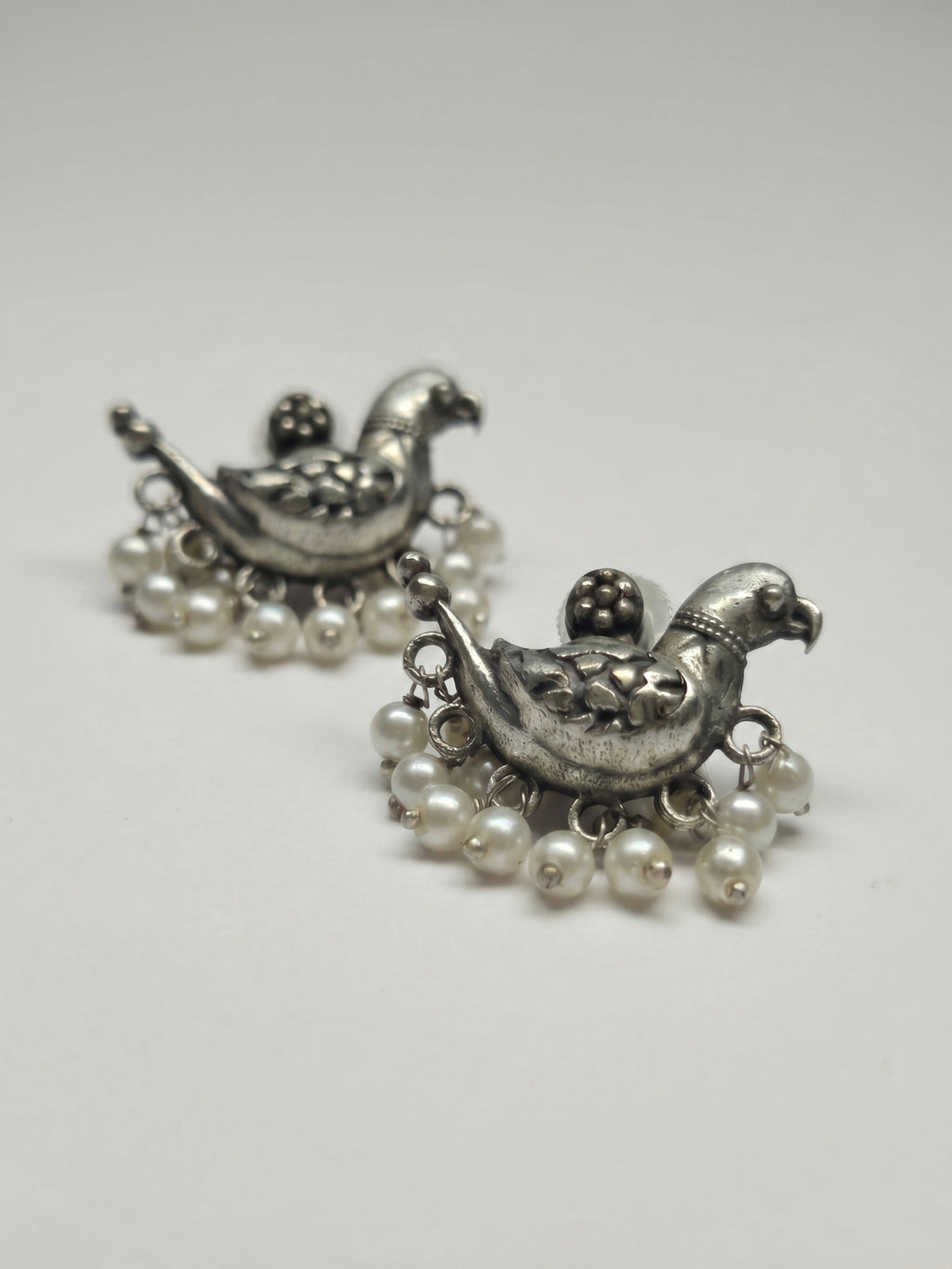Bird Pearl Stud Earrings
