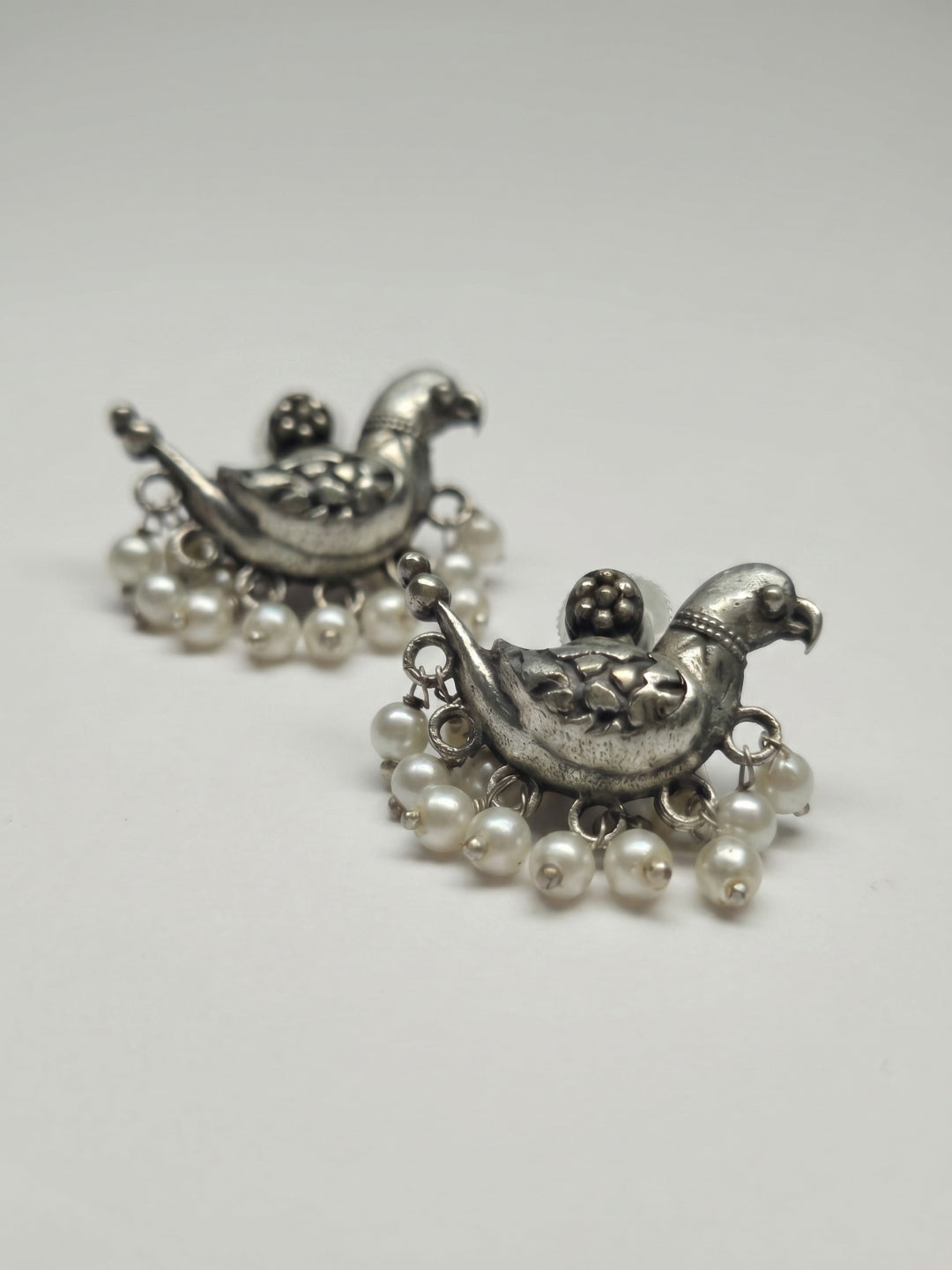 Bird Pearl Stud Earrings
