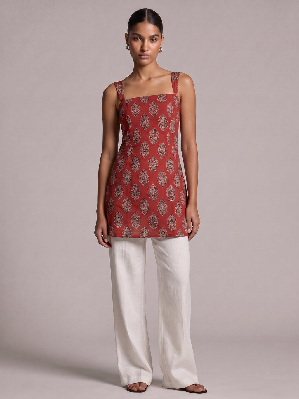 Anshika Wide Shoulder Strap Structured Kurti Top