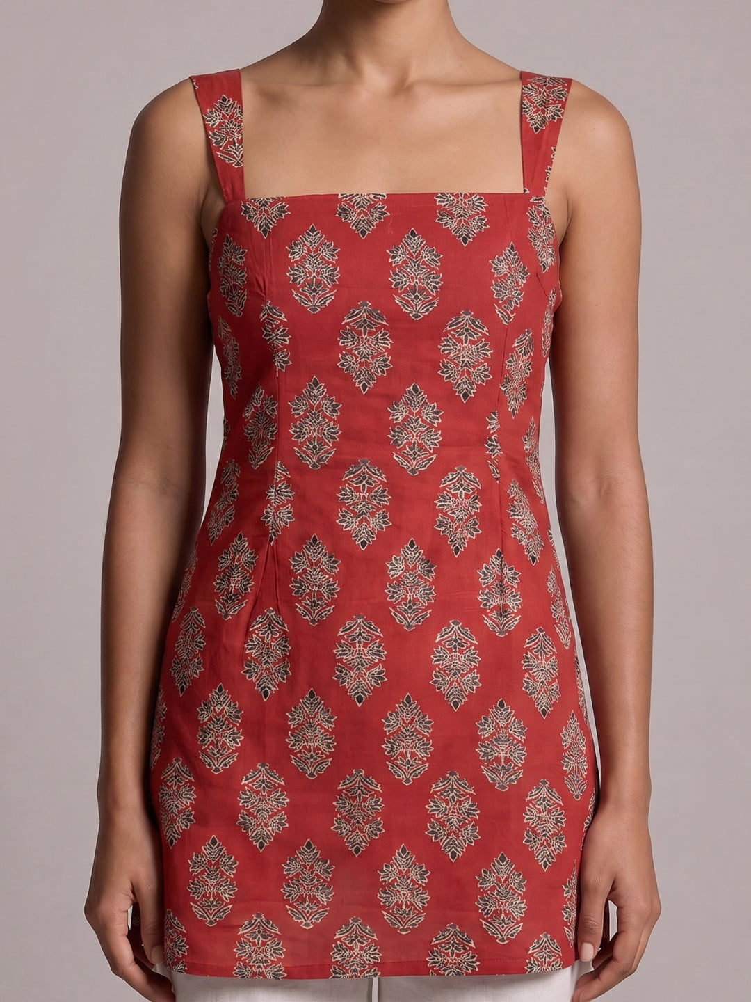 Anshika Wide Shoulder Strap Structured Kurti Top