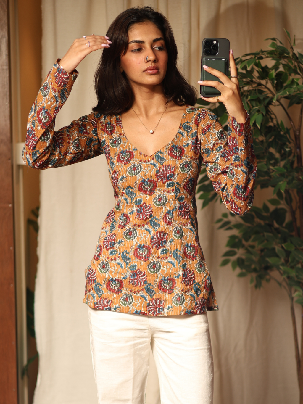 Nida Sleeved Modest Structured Kurti Top