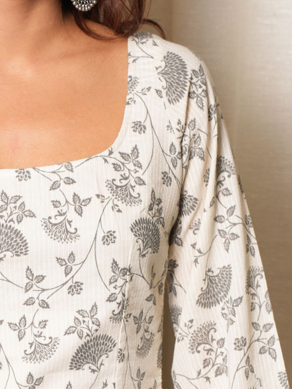 Muskan Sleeved Open-Back Kurti Top