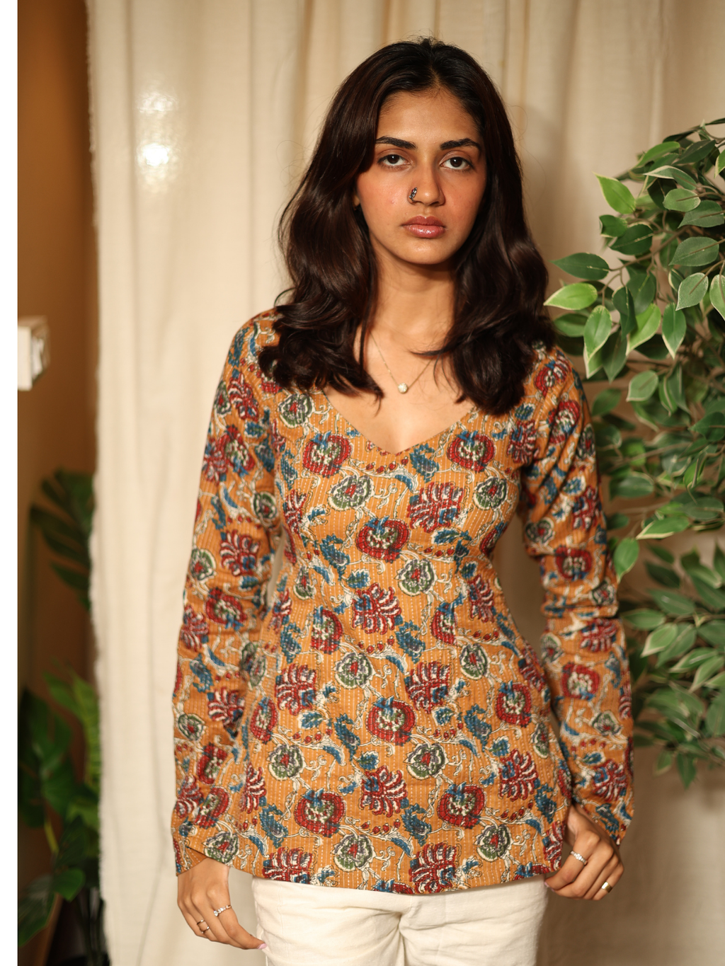 Nida Sleeved Modest Structured Kurti Top