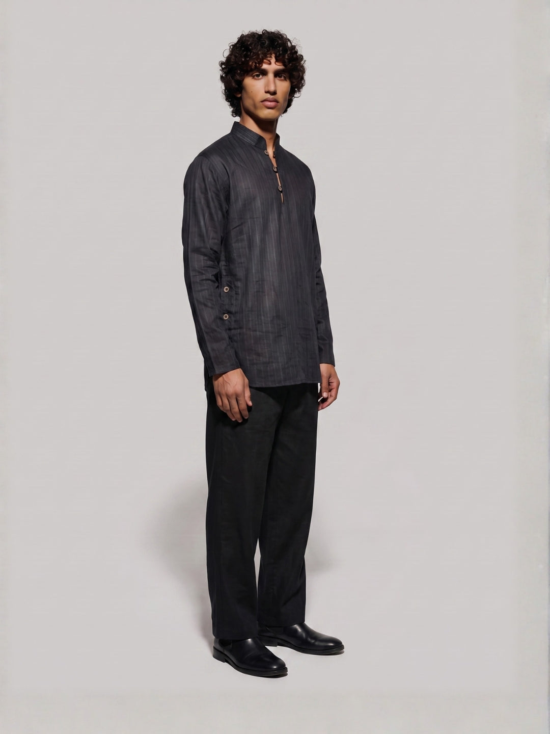 Tej Black Short Kurta