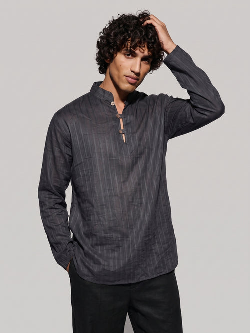Tej Black Short Kurta