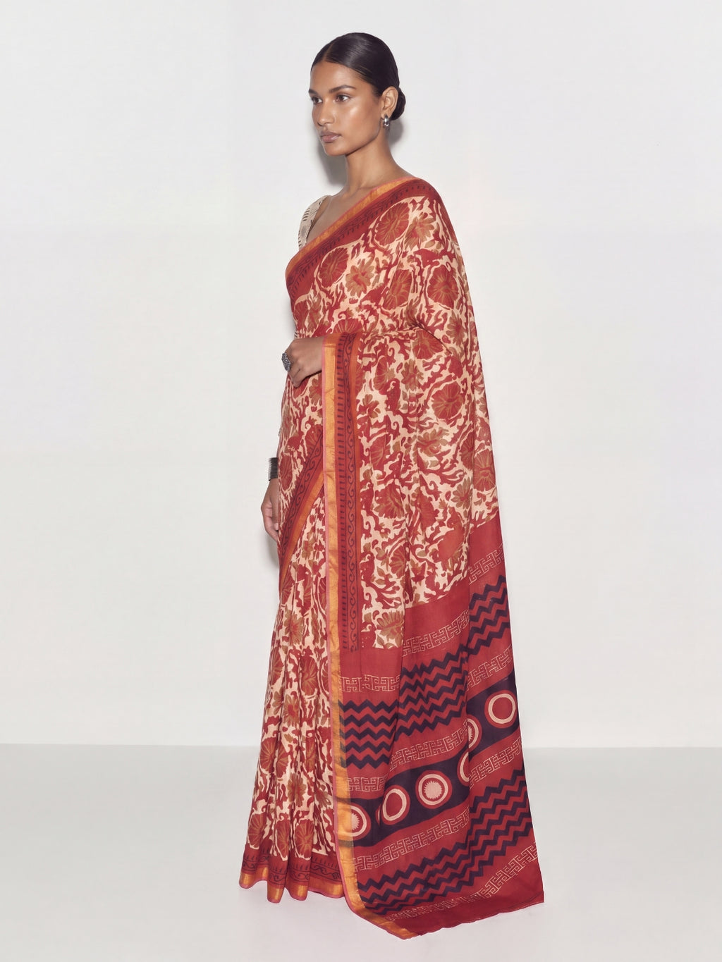 Mridul Floral Block Print Saree