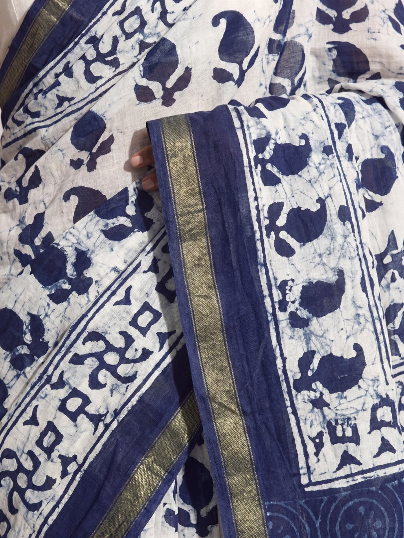 Indira Dabu Block Print Saree