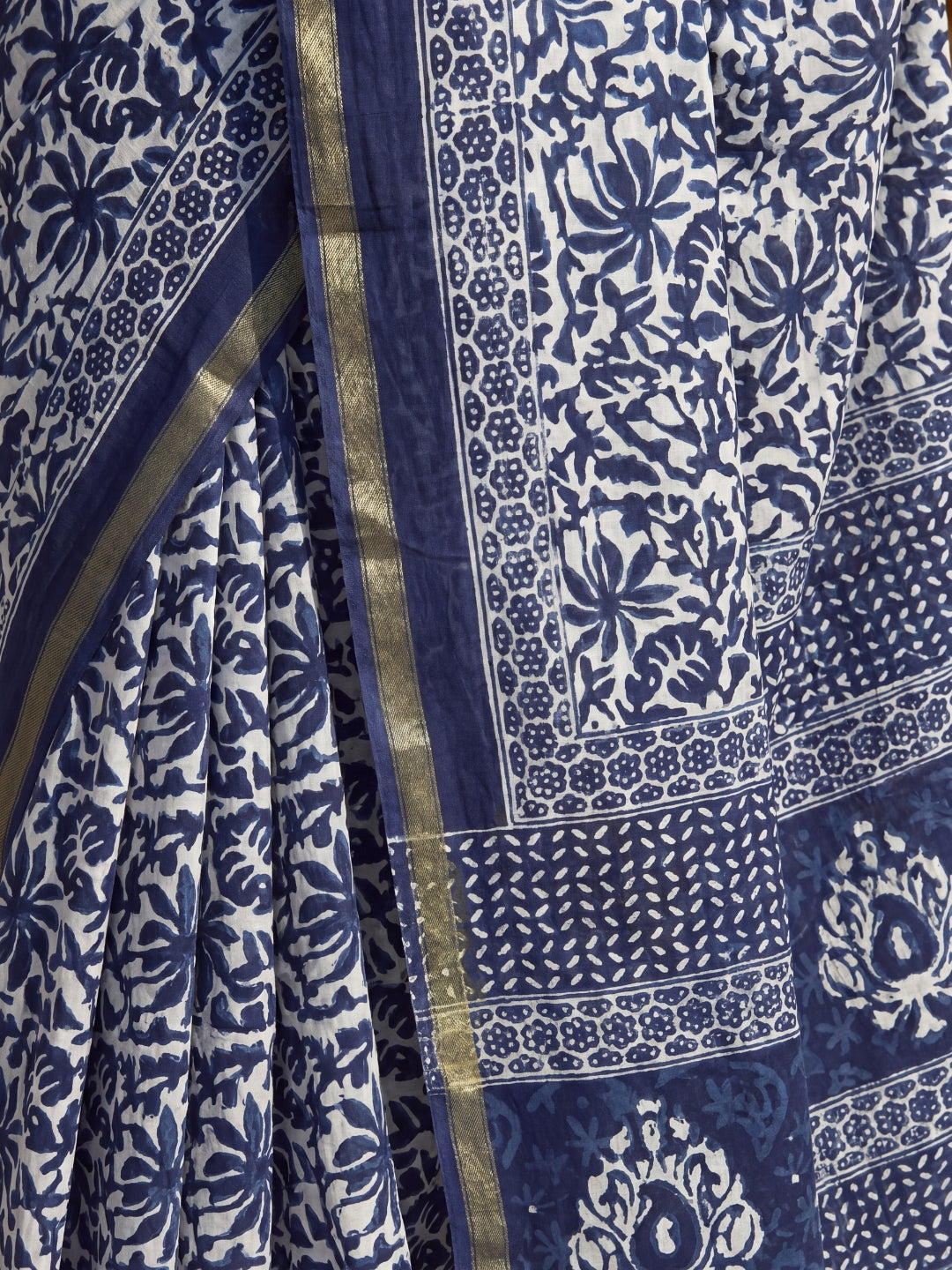 Reva Dabu Floral Block Print Saree