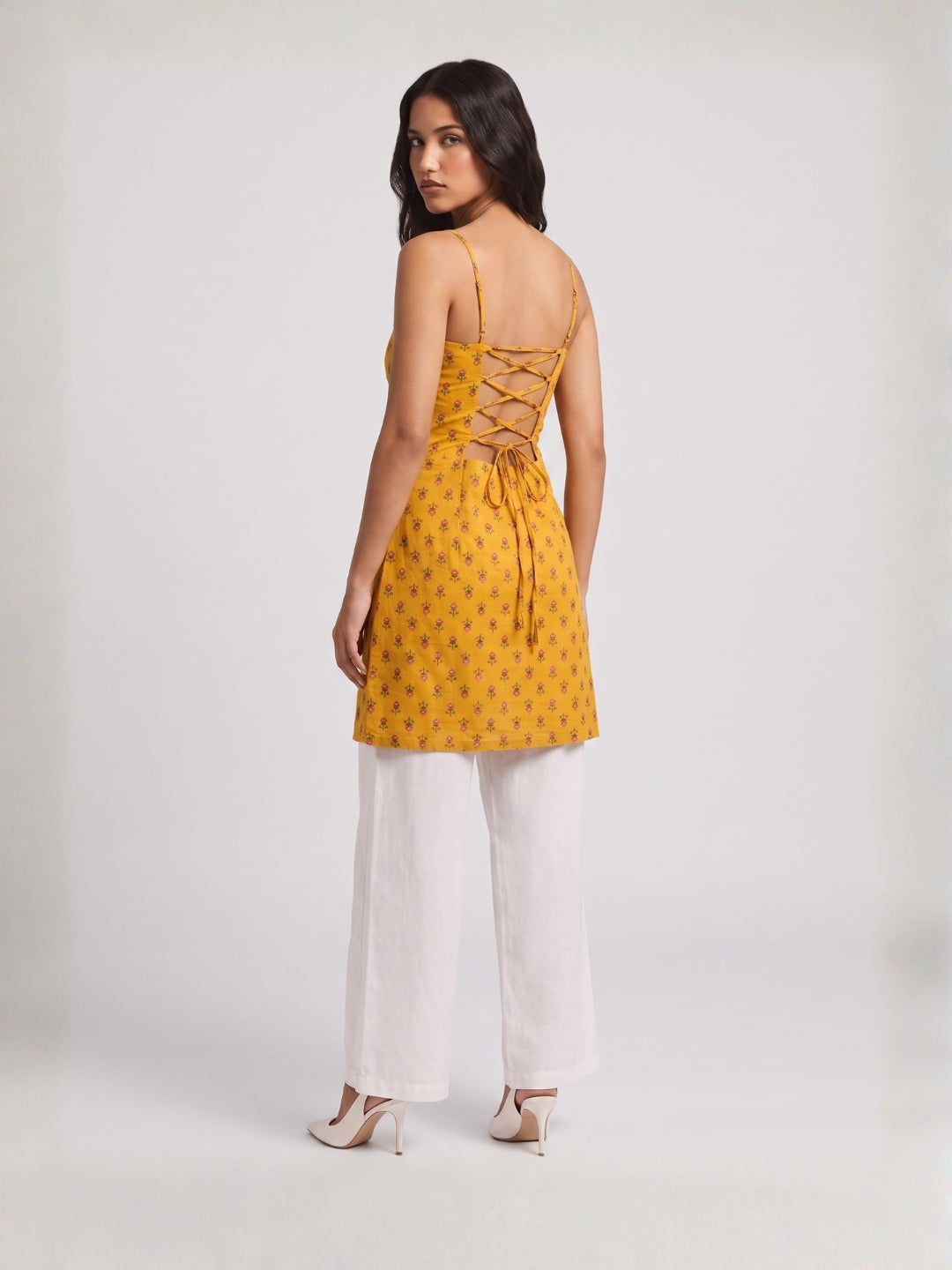 Mustard Corset Kurti Top