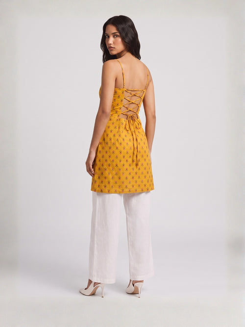 Mustard Corset Kurti Top