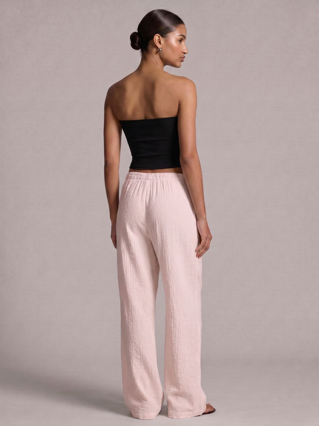 Pink Solid Straight Pants