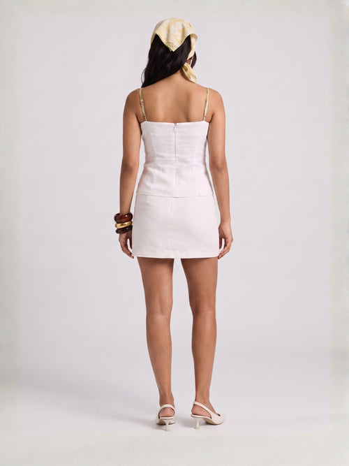 Nisha White Linen Top