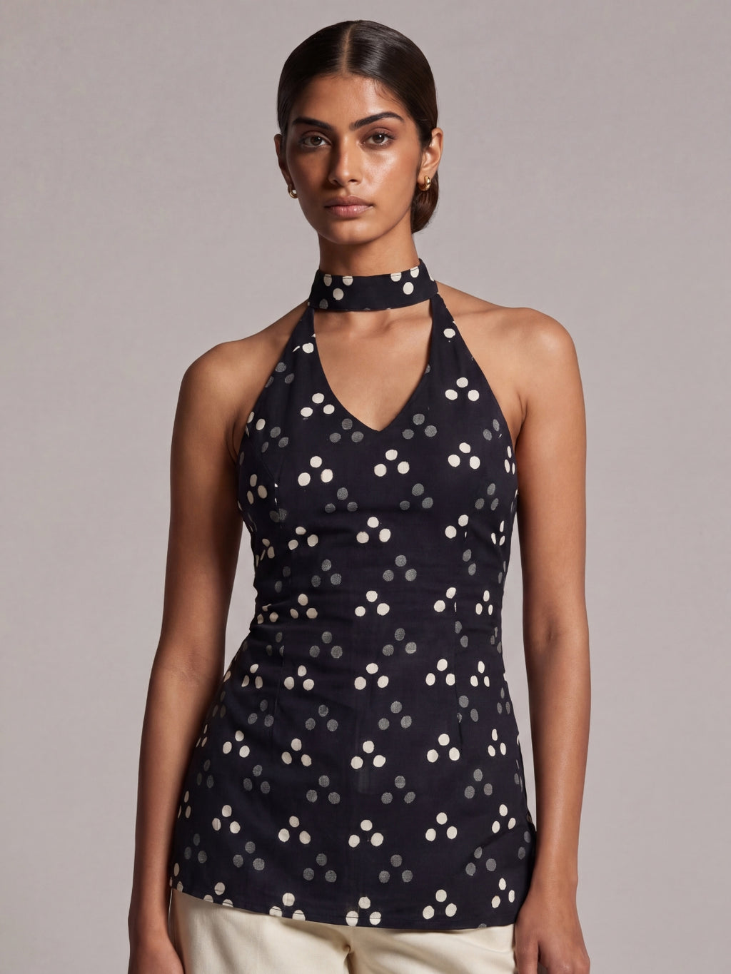 Haya Keyhole Halter Kurti Top