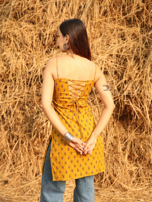 Mustard Corset Kurti Top