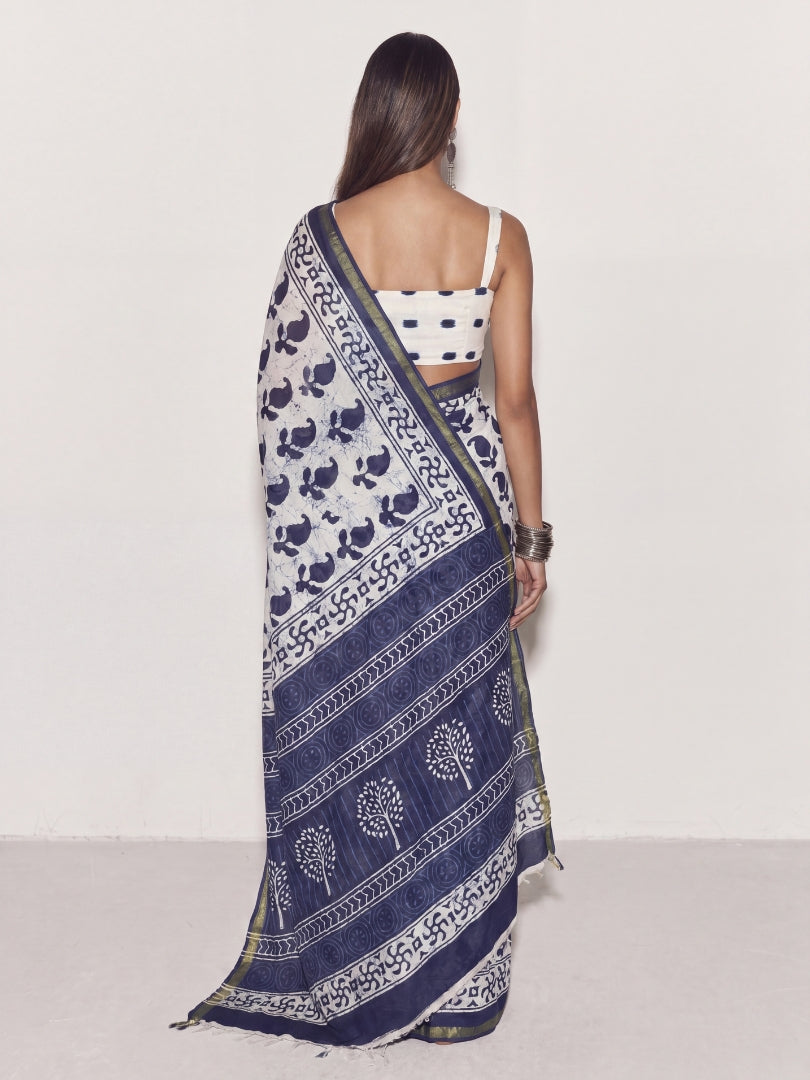 Indira Dabu Block Print Saree