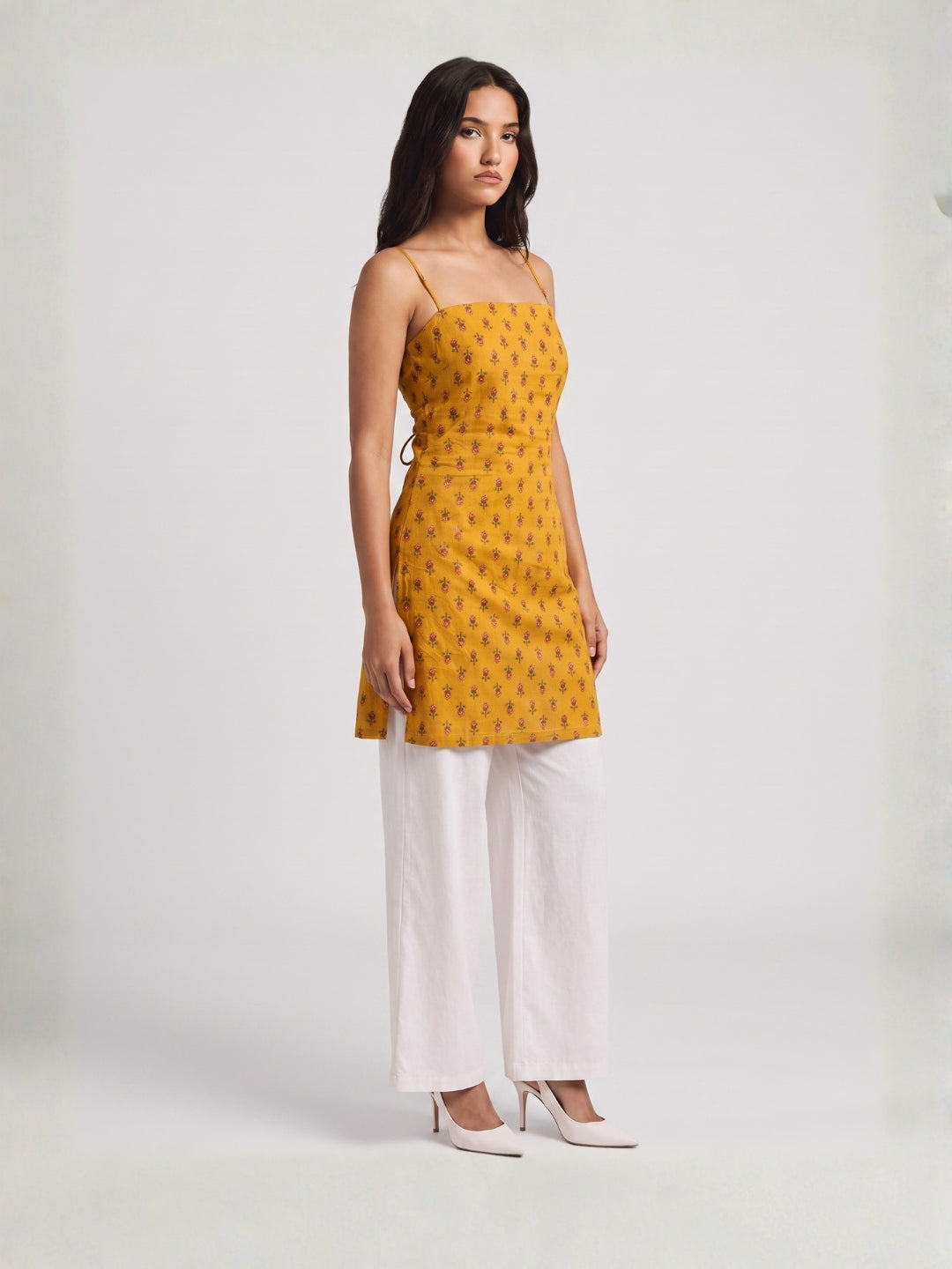Mustard Corset Kurti Top