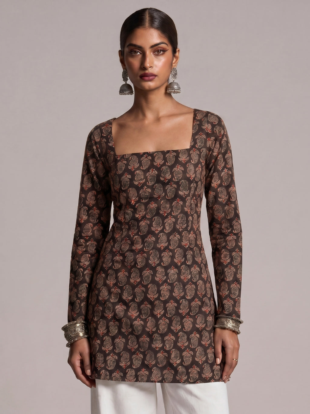 Juhi Black Full Sleeve Structured Kurti Top