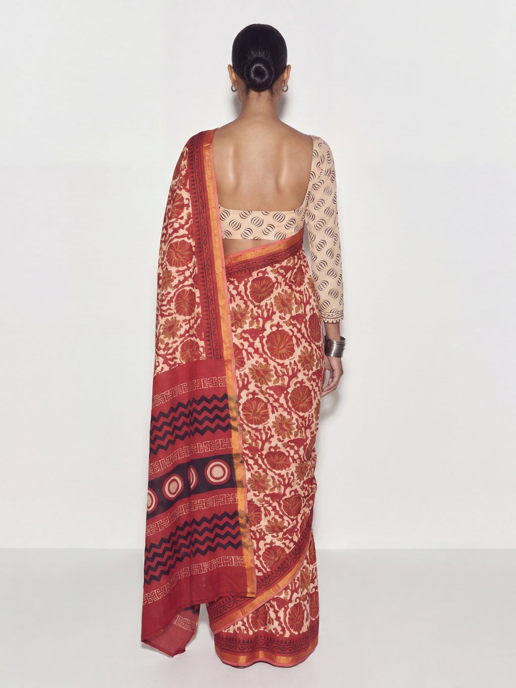 Mridul Floral Block Print Saree