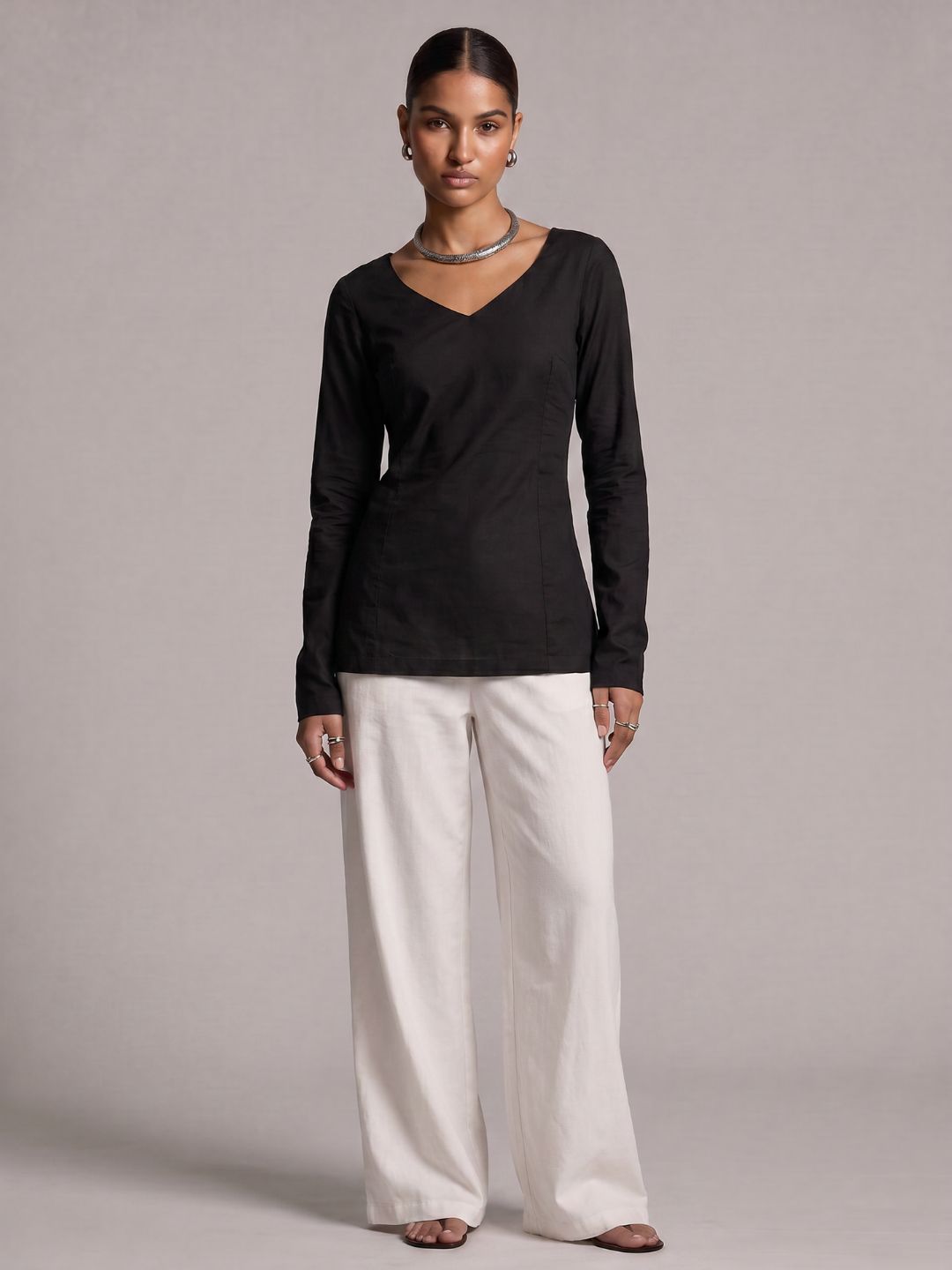 Hunar Sleeved Structured Kurti Top