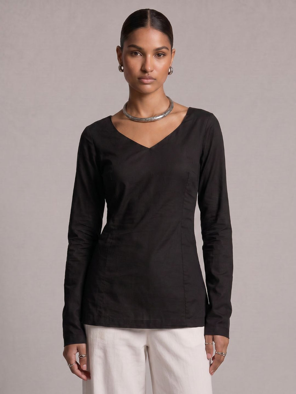 Hunar Sleeved Structured Kurti Top