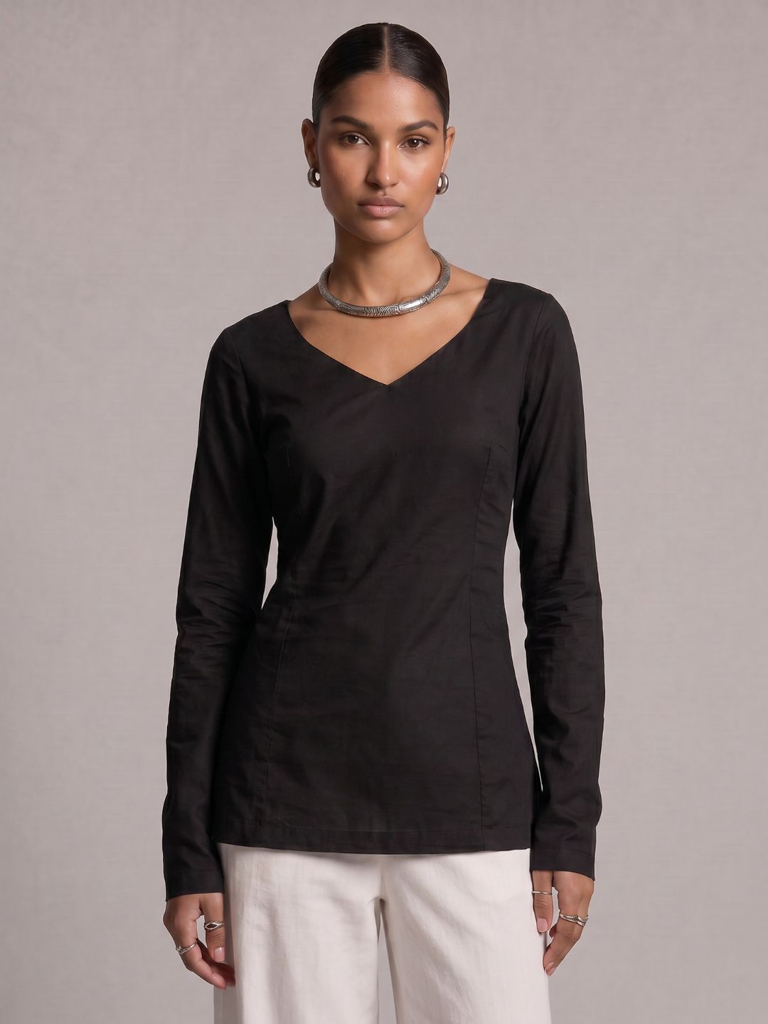 Hunar Sleeved Structured Kurti Top