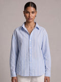 Oversized Striped Linen Crop Shirt