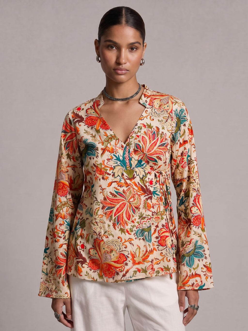 Vana Criss Cross Structured Kurti Top
