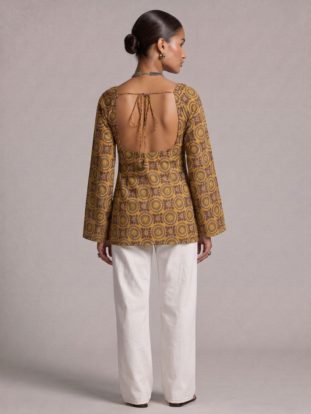 Tarini Sleeved Open-Back Kurti Top