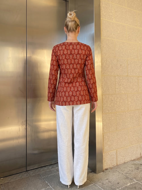 Nasreen Full Sleeve Structured Kurti Top