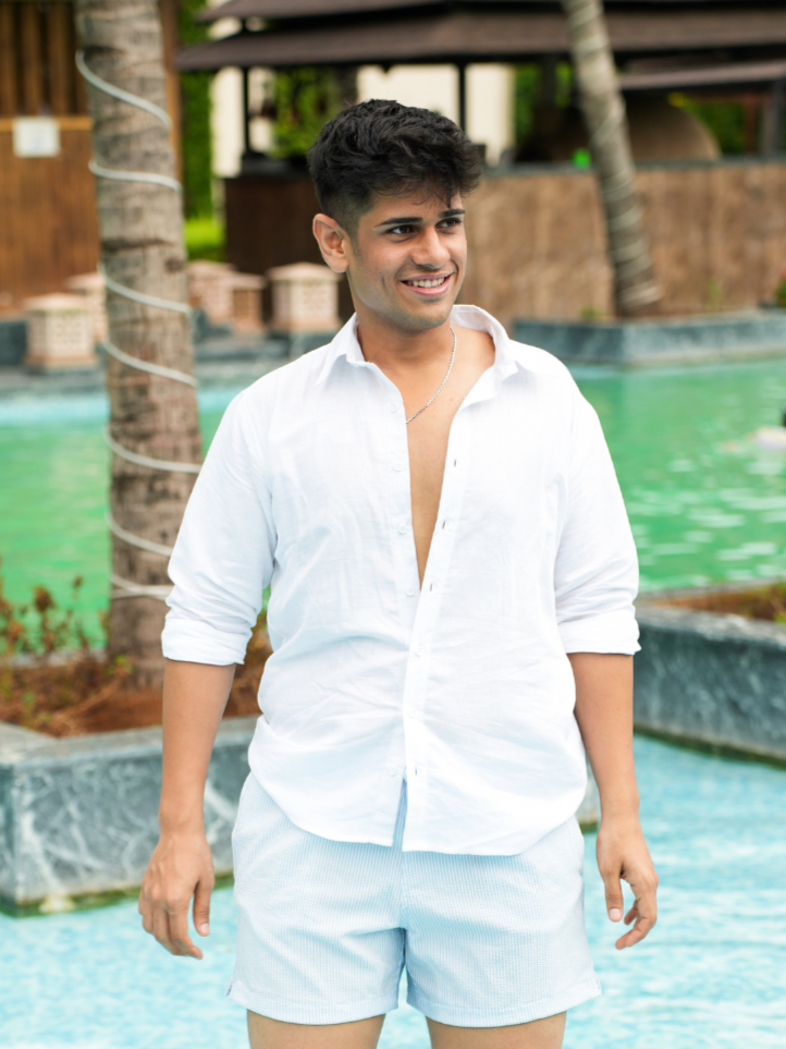 Dev White Linen Fitted Shirt