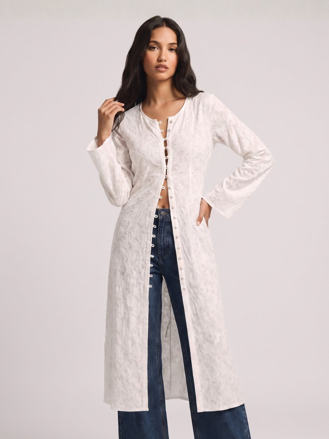 Rasha Jacquard Cape Structured Kurti Top