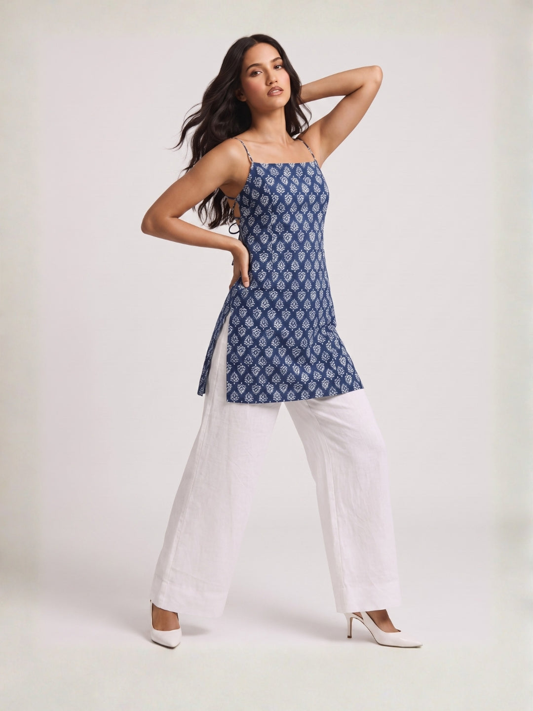 Nihaala Noodle-Strap Corset Kurti Top