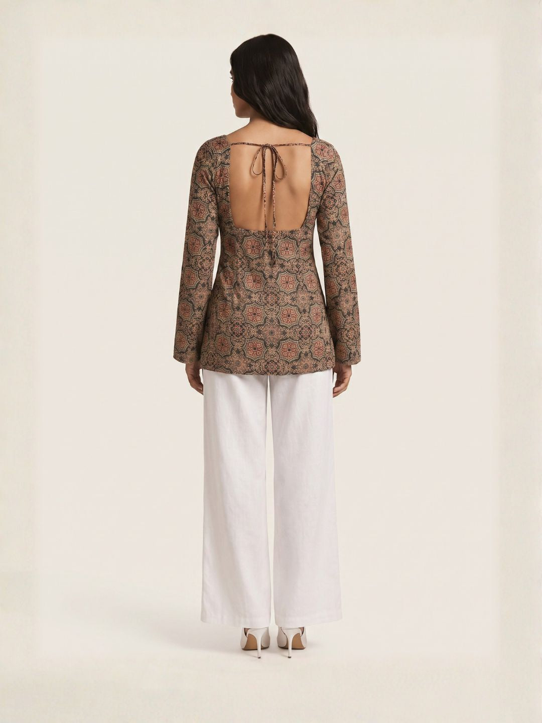 ZARI SLEEVED DEEP BACK KURTI