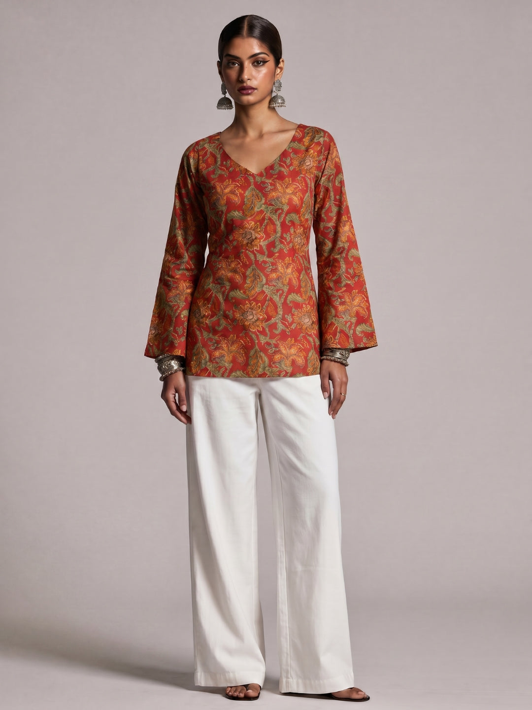 Kareen Backless Sleeved Corset Kurti Top