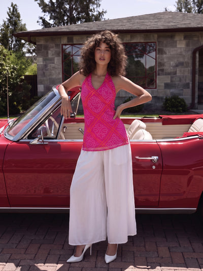 Rang Bandhani Halter Neck Corset Kurti Top