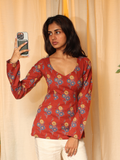 Nargis Sleeved Modest Structured Kurti Top