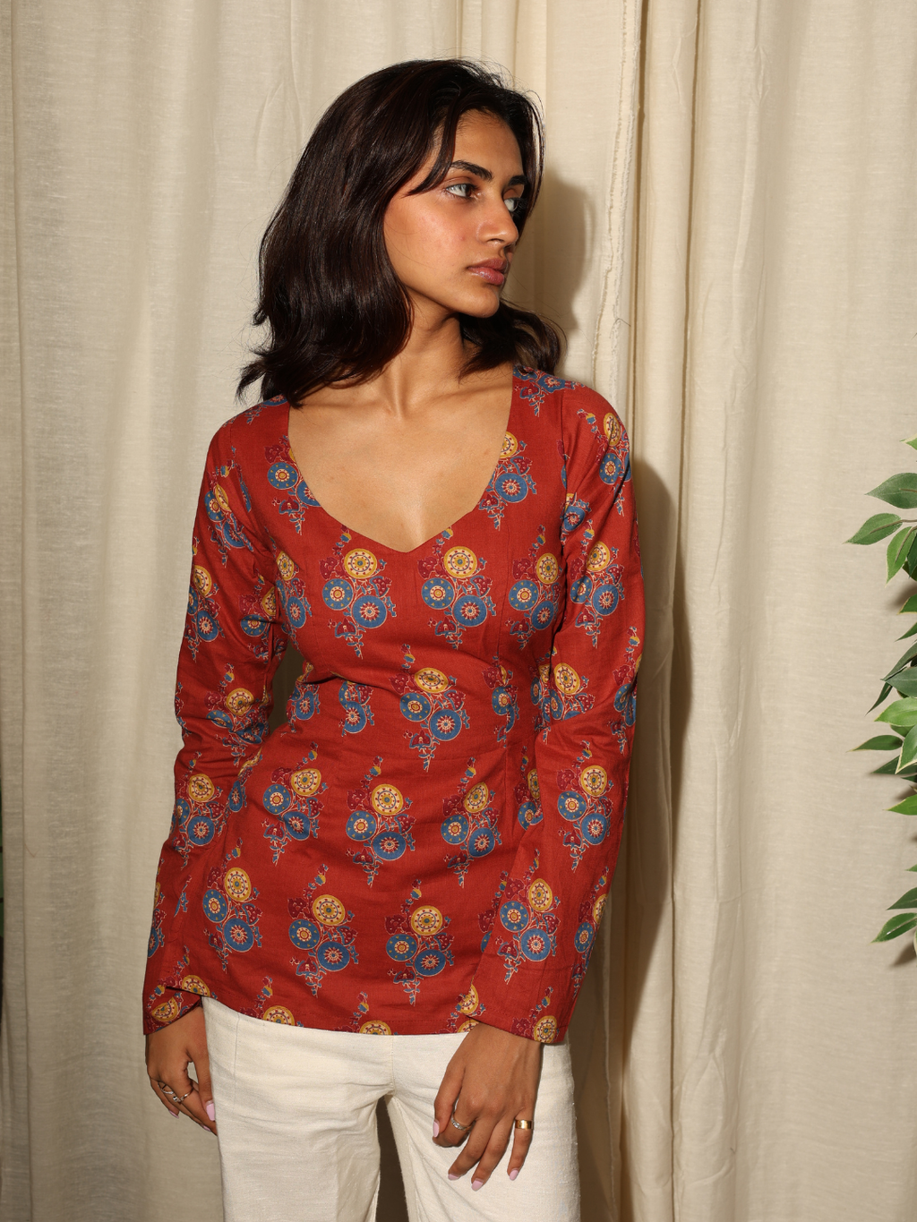 Nargis Sleeved Modest Structured Kurti Top