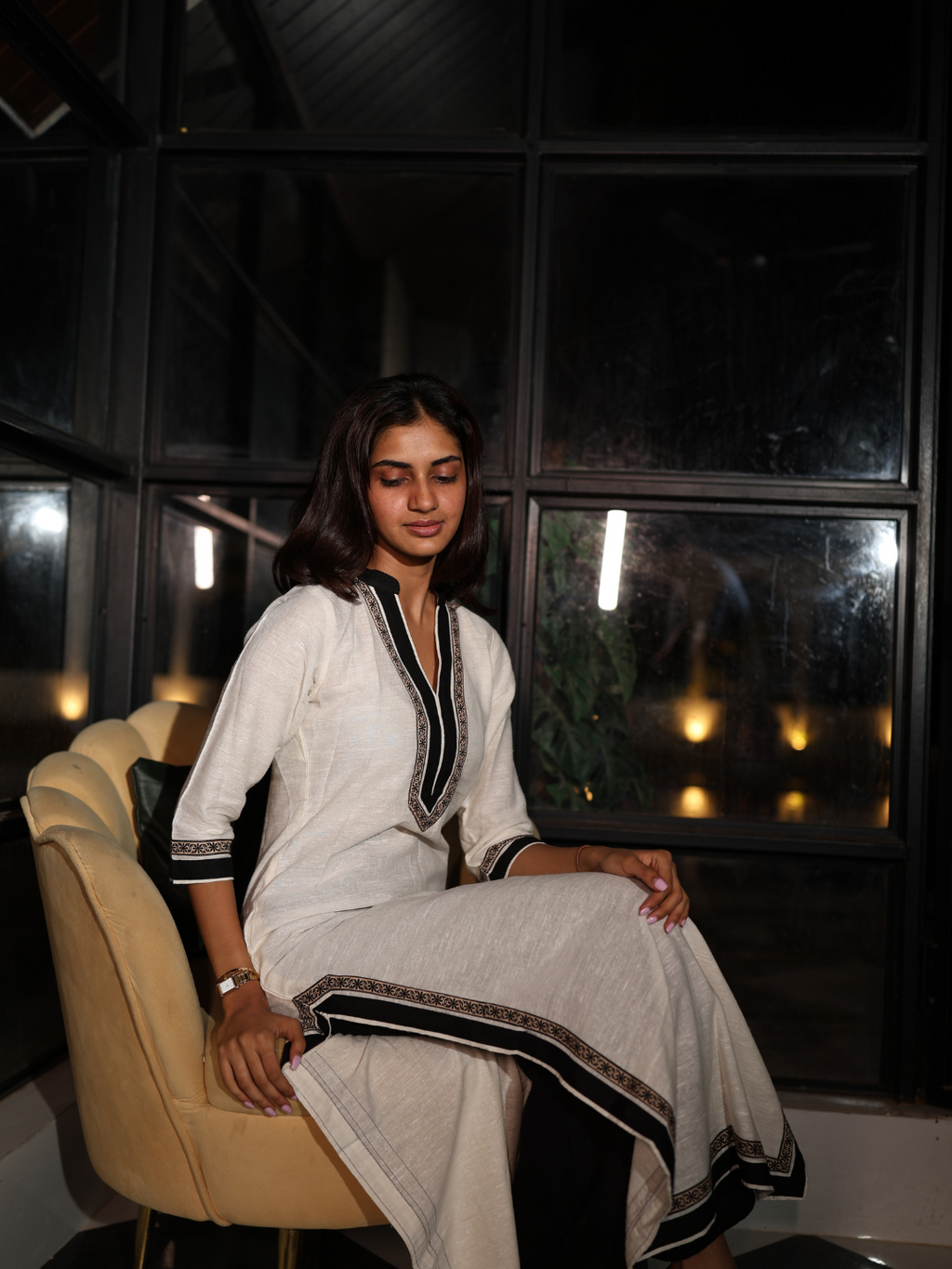 Meher Long Sleeved Structured Kurti Top