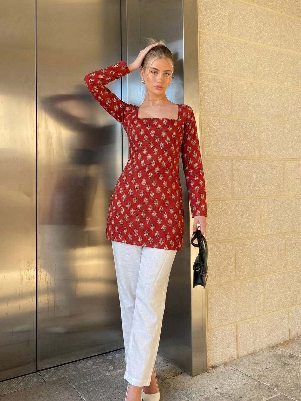 Jashn Full Sleeve Structured Kurti Top