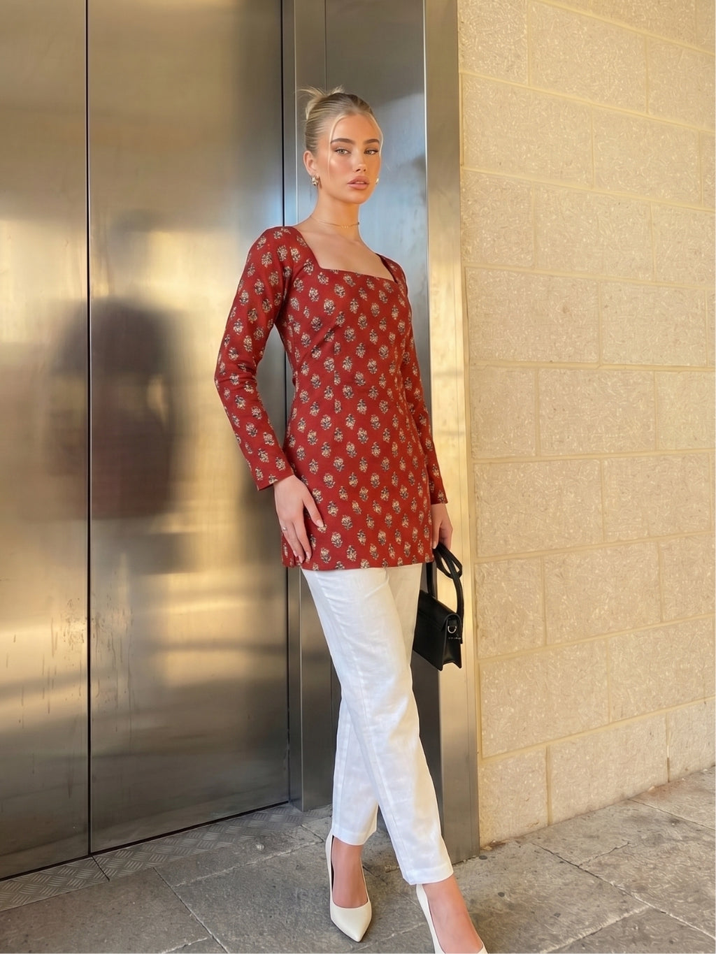 Jashn Full Sleeve Structured Kurti Top