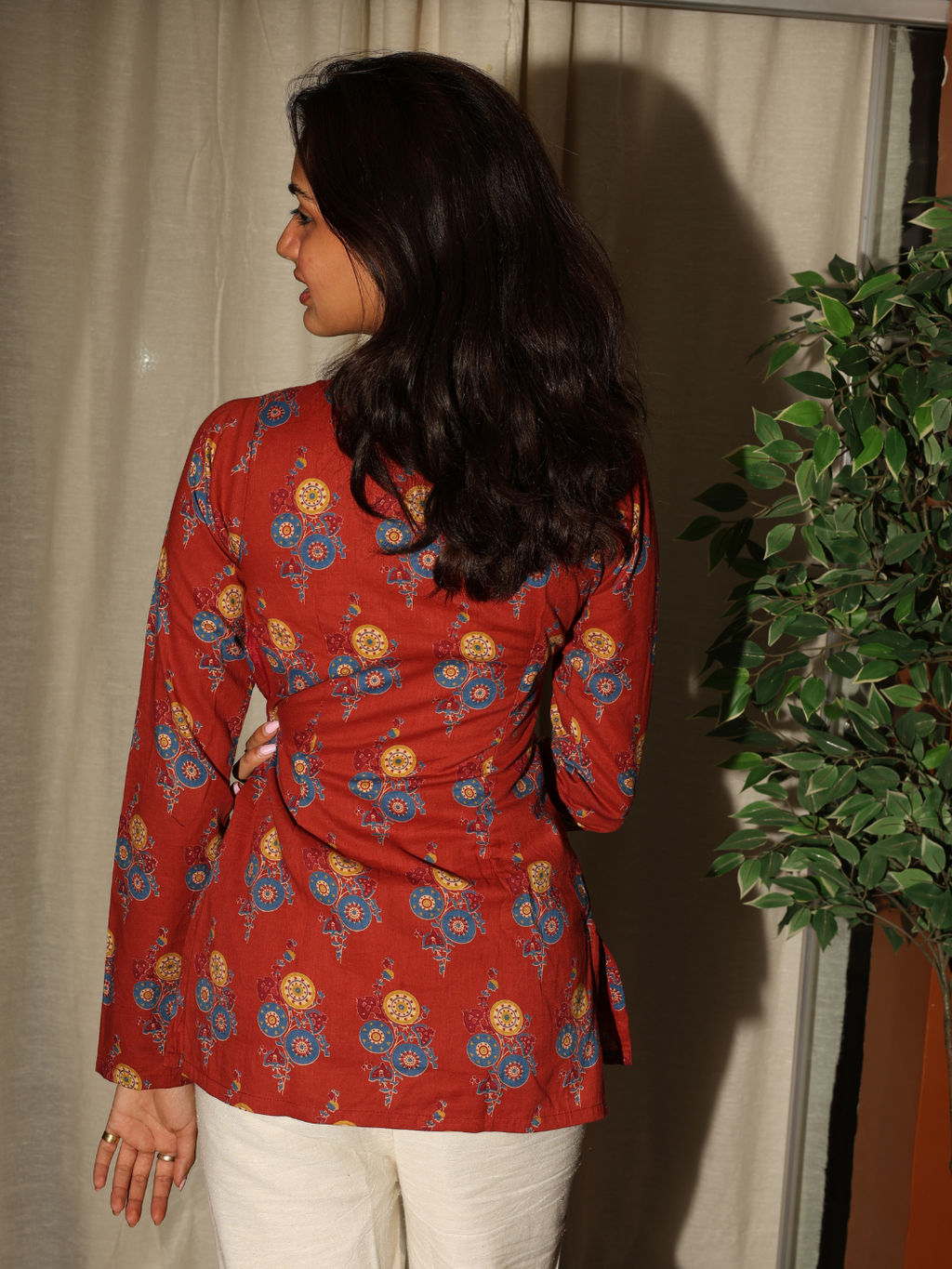 Nargis Sleeved Modest Structured Kurti Top