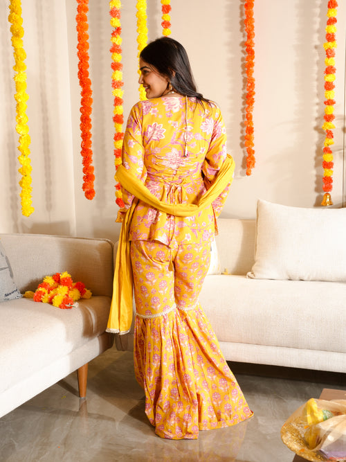Inaaz Sleeved Corset Sharara Set