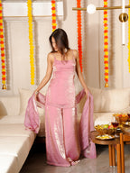 Sonia Pink Fendi Kurti, Pant & Dupatta Set